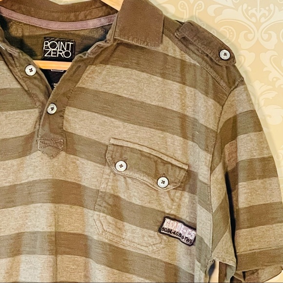 Point Zero Polo Shirt Olive/Army Green Large * - Picture 4 of 6